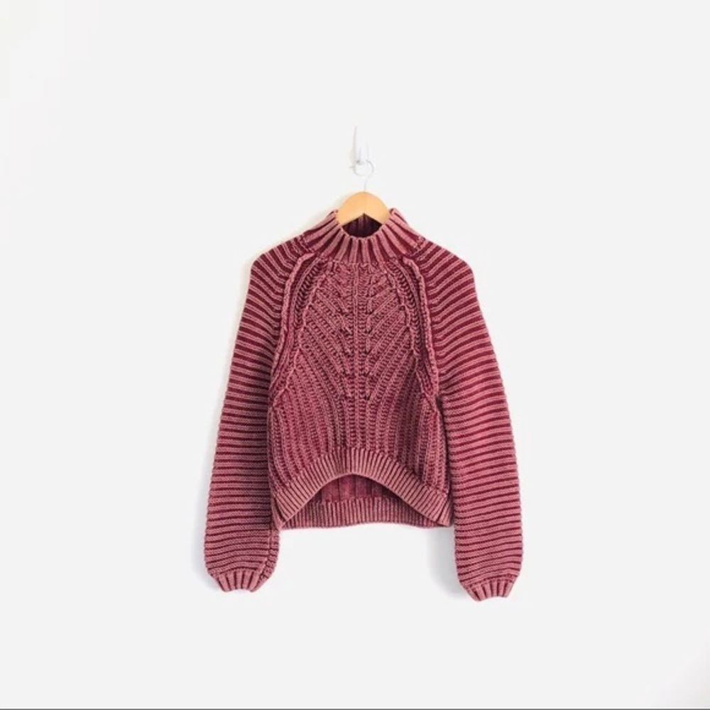 Medium Cotton Free People Fall Knit Sweater Pink